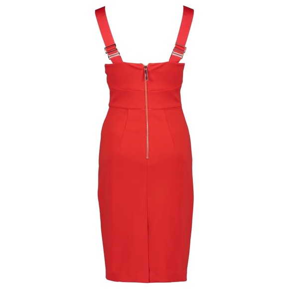 NWT Ted Baker red ribbon adjustable strap fitted knee-length dress - Picture 6 of 16